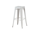 L&S Basics 10279 Barstool - 2Pcs / 30"H / White Glossy Metal Cafe