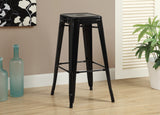 L&S Basics 10280 Barstool - 2Pcs / 30"H / Black Glossy Metal Cafe