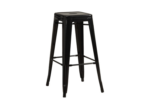 L&S Basics 10280 Barstool - 2Pcs / 30"H / Black Glossy Metal Cafe