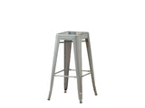 L&S Basics 10281 Barstool - 2Pcs / 30"H / Silver Galvanized Metal Cafe