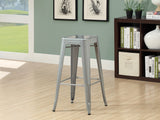 L&S Basics 10281 Barstool - 2Pcs / 30"H / Silver Galvanized Metal Cafe