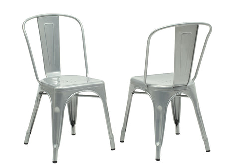 L&S Basics 10284 Dining Chair - 2Pcs / 33"H / Silver Galvanized Metal
