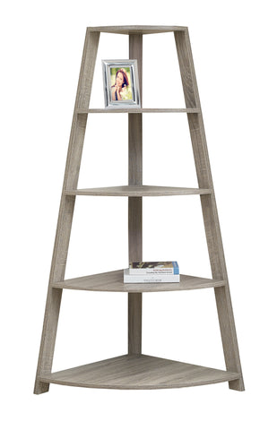 L&S Basics 10288 Bookcase - 60"H / Dark Taupe Corner Accent Etagere