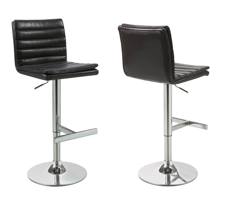 L&S Basics 10293 Barstool - 2Pcs / Dark Brown / Chrome Metal Hydraulic