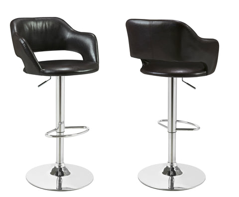 L&S Basics 10294 Barstool - Dark Brown / Chrome Metal Hydraulic Lift