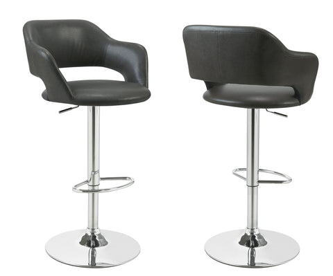 L&S Basics 10297 Barstool - Charcoal Grey / Chrome Metal Hydraulic Lift