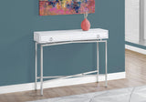 L&S Basics 10298 Accent Table - 42"L / Glossy White / Chrome Hall Console