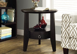 L&S Basics 10336 Accent Table - 23"Dia / Cappuccino With 1 Drawer