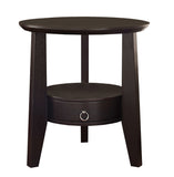 L&S Basics 10336 Accent Table - 23"Dia / Cappuccino With 1 Drawer