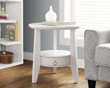 L&S Basics 10337 Accent Table - 23"Dia / White With 1 Drawer