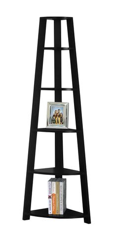 L&S Basics 10343 Bookcase - 72"H / Black Corner Accent Etagere