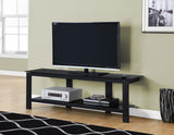 L&S Basics 10344 Tv Stand - 60"L / Black Metal With Black Tempered Glass