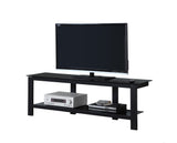 L&S Basics 10344 Tv Stand - 60"L / Black Metal With Black Tempered Glass