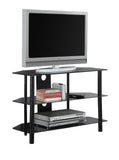 L&S Basics 10346 Tv Stand - 36"L / Black Metal With Tempered Black Glass