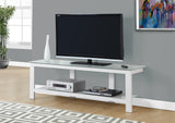 L&S Basics 10347 Tv Stand - 60"L / White Metal With Frosted Tempered Glass