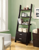 L&S Basics 10366 Bookcase - 69"H / Cappuccino Ladder W/ 2 Storage Drawers