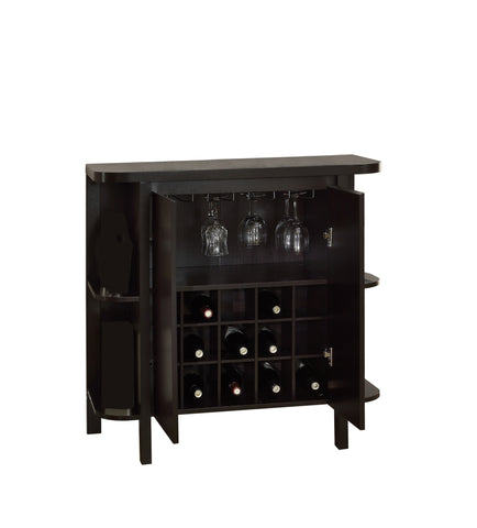L&S Basics 10369 Home Bar - 36"H / Cappuccino With Bottle / Glass Storage