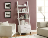 L&S Basics 10383 Bookcase - 69"H / White Ladder With 2 Storage Drawers