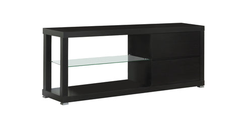 L&S Basics 10395 Tv Stand - 60"L / Cappuccino With Tempered Glass