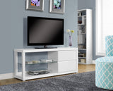 L&S Basics 10396 Tv Stand - 60"L / White With Tempered Glass