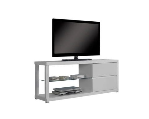 L&S Basics 10396 Tv Stand - 60"L / White With Tempered Glass