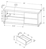L&S Basics 10397 Tv Stand - 60"L / Dark Taupe With Tempered Glass