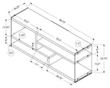 L&S Basics 10430 Tv Stand - 60"L / Glossy White With Tempered Glass