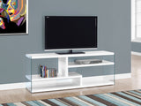 L&S Basics 10430 Tv Stand - 60"L / Glossy White With Tempered Glass