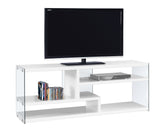 L&S Basics 10430 Tv Stand - 60"L / Glossy White With Tempered Glass