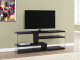 L&S Basics 10432 Tv Stand - 60"L / Cappuccino With Tempered Glass