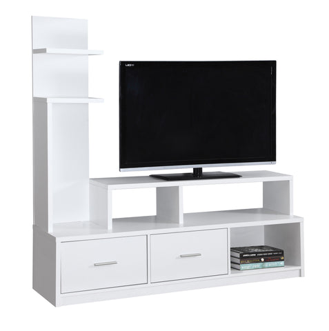 L&S Basics 10436 Tv Stand - 60"L / White With A Display Tower