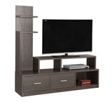 L&S Basics 10437 Tv Stand - 60"L / Grey With A Display Tower