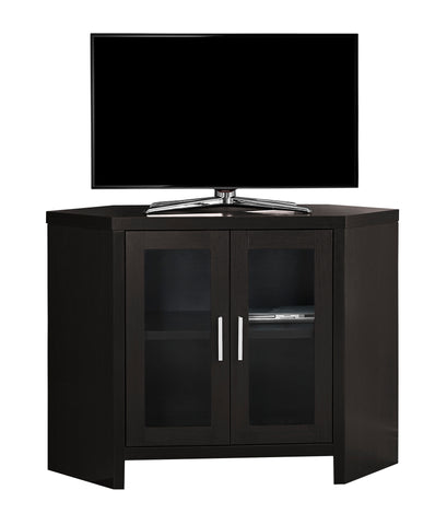 L&S Basics 10438 Tv Stand - 42"L / Cappuccino Corner With Glass Doors