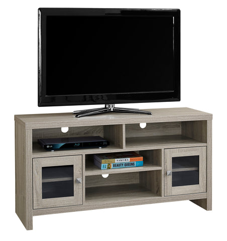 L&S Basics 10442 Tv Stand - 48"L / Dark Taupe With Glass Doors