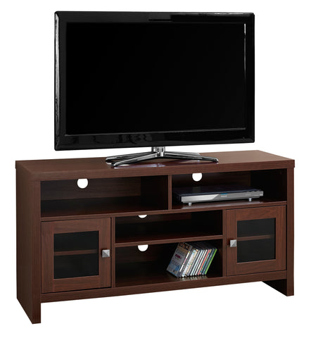 L&S Basics 10443 Tv Stand - 48"L / Warm Cherry With Glass Doors