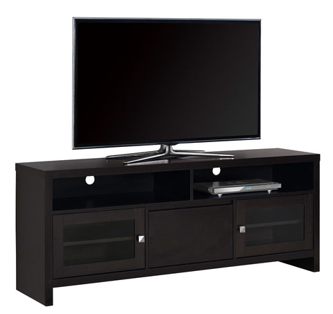 L&S Basics 10444 Tv Stand - 60"L / Cappuccino With Glass Doors
