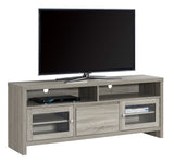 L&S Basics 10445 Tv Stand - 60"L / Dark Taupe With Glass Doors