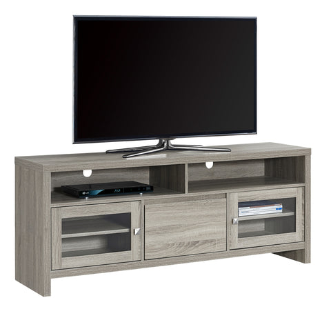 L&S Basics 10445 Tv Stand - 60"L / Dark Taupe With Glass Doors