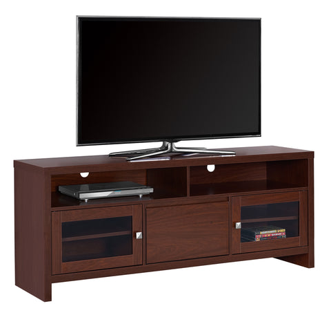 L&S Basics 10446 Tv Stand - 60"L / Warm Cherry With Glass Doors