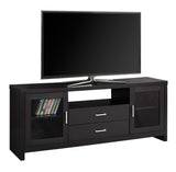L&S Basics 10447 Tv Stand - 60"L / Cappuccino - Drawers / Glass Doors