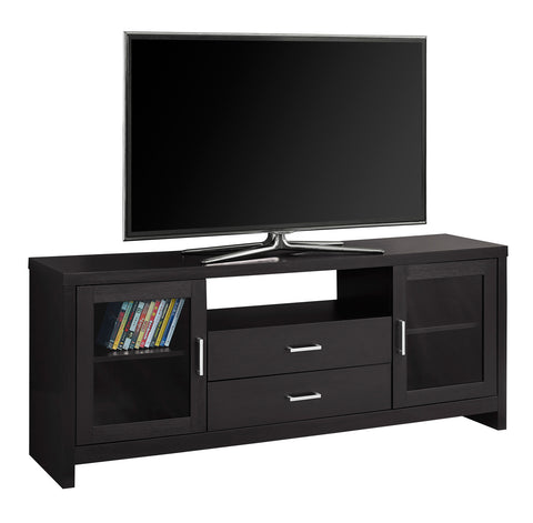 L&S Basics 10447 Tv Stand - 60"L / Cappuccino - Drawers / Glass Doors