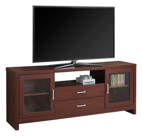 L&S Basics 10449 Tv Stand - 60"L / Warm Cherry - Drawers / Glass Doors
