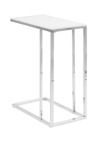 L&S Basics 10453 Accent Table - Chrome Metal With Frosted Tempered Glass
