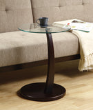 L&S Basics 10454 Accent Table - Cappuccino Bentwood With Tempered Glass