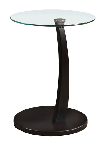 L&S Basics 10454 Accent Table - Cappuccino Bentwood With Tempered Glass