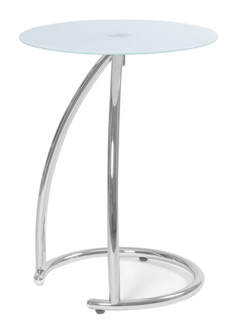 L&S Basics 10455 Accent Table - Chrome Metal With Frosted Tempered Glass