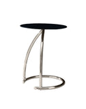 L&S Basics 10456 Accent Table - Chrome Metal With Black Tempered Glass