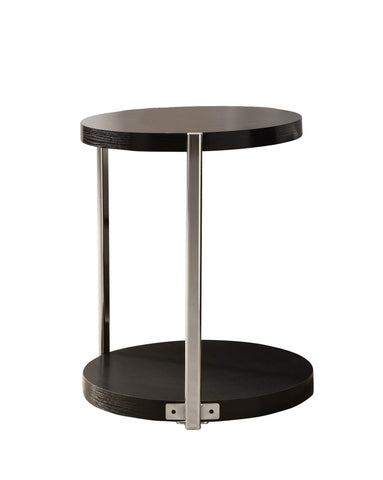 L&S Basics 10457 Accent Table - Cappuccino / Chrome Metal