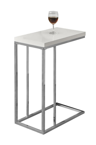 L&S Basics 10459 Accent Table - Glossy White With Chrome Metal