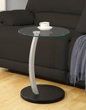 L&S Basics 10460 Accent Table - Black / Silver Bentwood W/ Tempered Glass